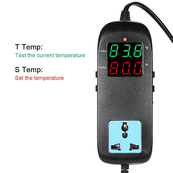 Elektronisk termostat LED digitalt display Opdrætstemperaturkontrol termoelement termostat med stikkontakt AC 90v250v US Plug