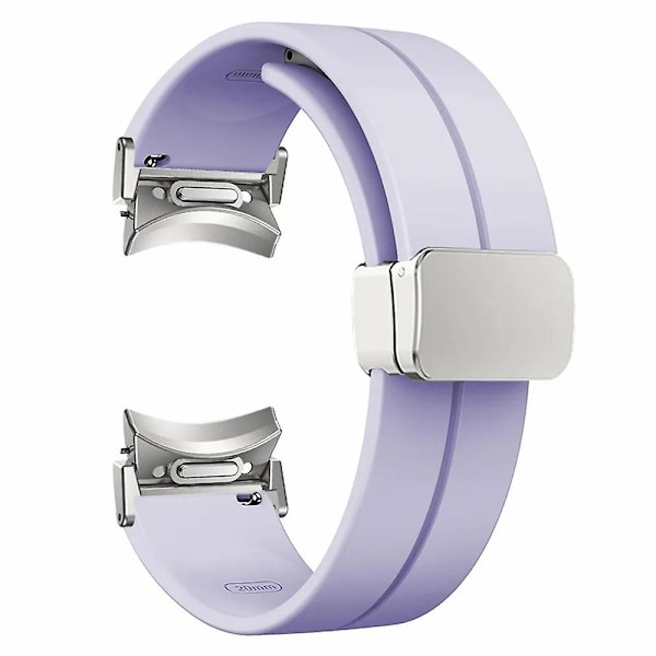 For Samsung Galaxy Watch4 / Watch 5 / Watch6 håndleddsrem i myk silikon med magnetisk spenne Purple