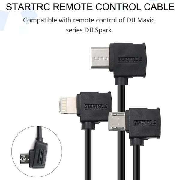 STARTRC 10 cm:n 8-nastainen mikro USB muuntoliittimeen datakaapeli DJI Mavic Mini/Airille, Shark-kaukosäädin (musta)