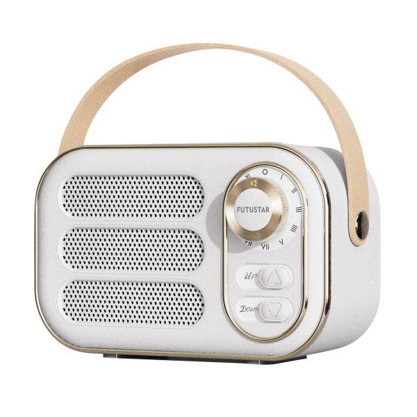 Multifunktionell mini portabel FM-radio Bluetooth -högtalare USB Tf Aux inomhus utomhus retrodesign trådlös högtalare White