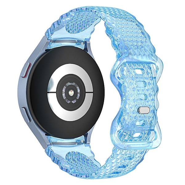 Tpu-rem til Samsung Galaxy Watch4 40mm 44mm / Watch 5 40mm 44mm, gennemsigtig rem med halvmåne-blomsterkant Transparent Blue