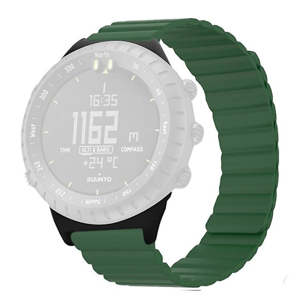 22mm iholle ystävällinen silikoniranneke magneettisella kellonauhalla Suunto Corelle Army Green