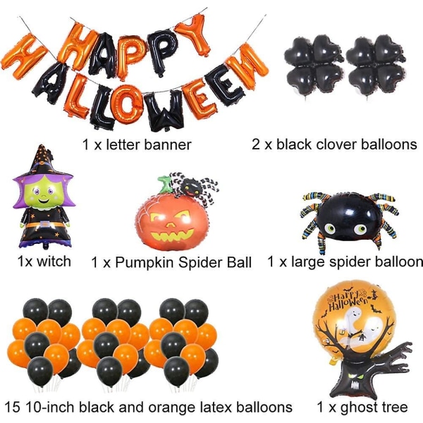 Halloween Ballonger Halloween Party Ballonger Glada Halloween Ballonger Set Med Latex Ballonger Tema Party Pumpa Spider Witch Ghost Tree