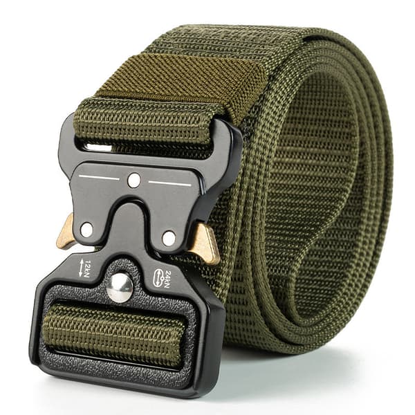Taktiskt bälte för män, kraftig webbing 125 cm (armégrön)