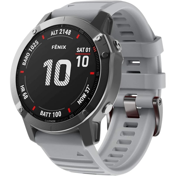 Kompatibel med Fenix 6X/7X Band 26mm Easy-fit blød silikone urrem udskiftning til Fenix 5X/Fenix 5X Plus/Fenix 3 Smartwatches (sort) Grey