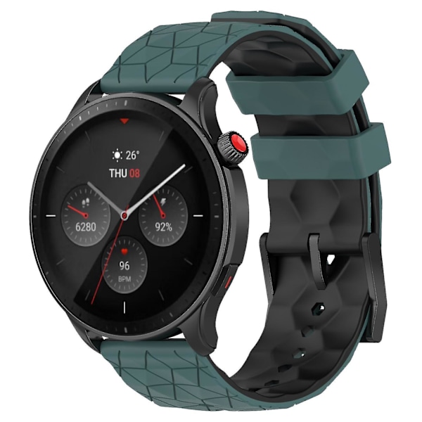 Huami Amazfit GTR 4 46mm:n rannekoru, jalkapallokuvioinen kaksiväri 22mm silikoniranneke Olive Green Black F Garmin Forerunner 255