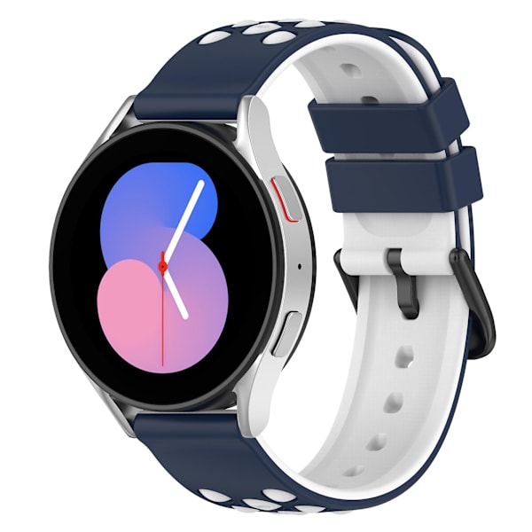 Til Garmin Venu 2 Plus/Venu Sq 2 Universal 20mm Blød Silikone Urrem Stort Hul Design Dobbelt Farve Urrem Midnight Blue  White