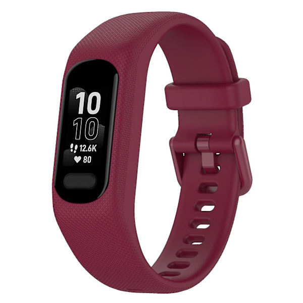 Antiskrapa silikonklockarmband med fodralsskydd för Garmin Vivosmart 5 Wine red, Wine Red C Garmin Vivosmart 5