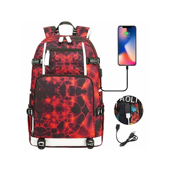 Usb Student Backpack Printed Three-Piece Backpack-B-15