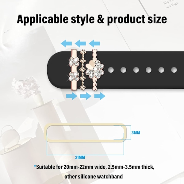 Rem til Galaxy Watch 6 & 5 & 4 med charms, 20 mm dame