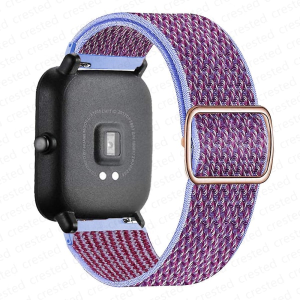 20 mm/22 mm bånd for Amazfit Gts 4//2/2e/3/gts2 Mini/gtr 4/3/pro/gtr2/47 mm/stratos Nylon elastisk klokkearmbånd Amazfit bipsrem 22mm Lilac