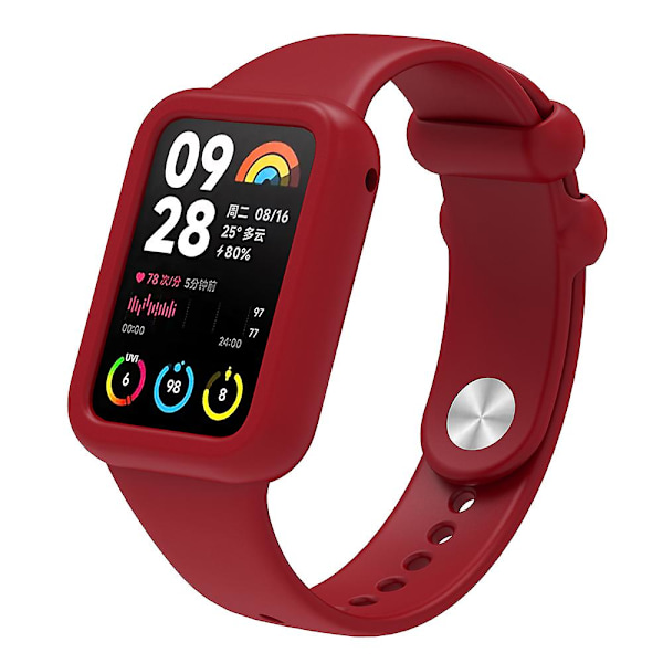 Blød silikoneetui til Xiaomi Smart Band 8 Pro, stødsikkert smartwatch-rammecover Wine Red