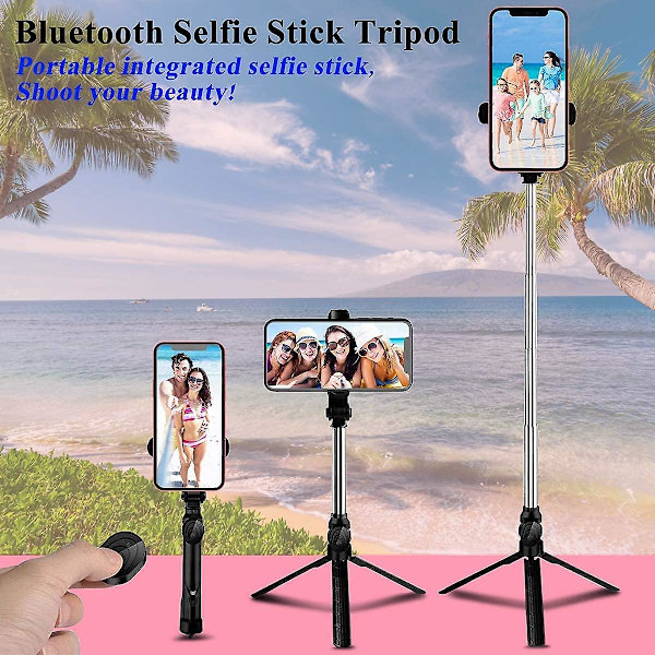 Bluetooth Selfie Stick-stativ med trådlös fjärrkontroll, lämplig för Selfie-videoinspelning Live Compati
