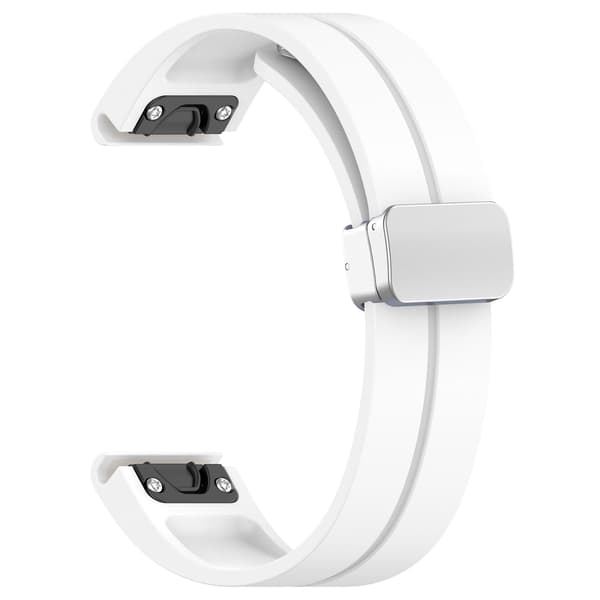 Silikon 26mm Fällbart Silver Spänne Klockarmband För Garmin Fenix 7x/7x Solar/tactix 7 Pro White