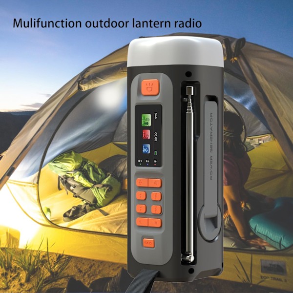 Nödradio LED-ficklampa Portabel Handvev AM/FM Utomhus Solradio 4500 mA Batteri