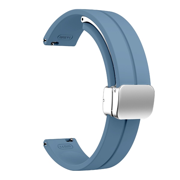 For Garmin Lily 2 Silikonarmbånd med magnetisk foldespenne Blue Silver Buckle