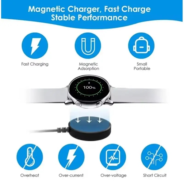 Laddare för Samsung Galaxy Watch 7 5Pro 5 4 3 Active 2, USB 100 cm