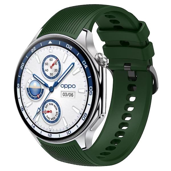 Til Oppo Watch X Udskiftning Blød Silikone Rem Justerbar Urrem Army Green