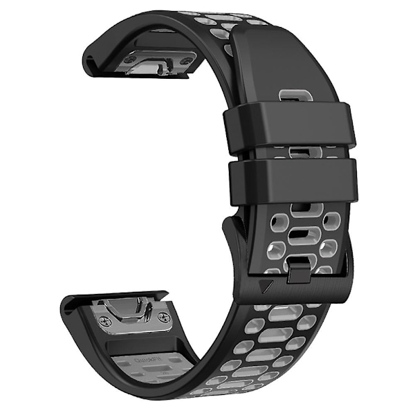 For Garmin Fenix 7X/ 7X Pro/ 6X Quickfit 26mm Watch Band Tre rader hull Dual Color Silikonrem Black Grey