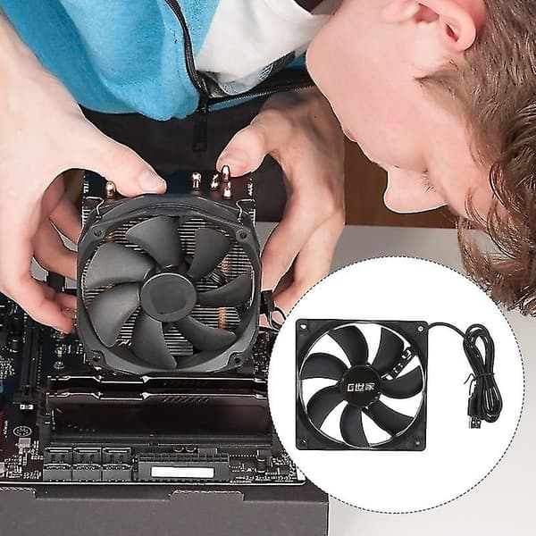 2 stk. 12 cm USB-køleventilator Stille ventilator med høj luftstrøm til router bærbar harddisk TV-boks (sort)
