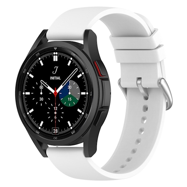 För Samsung Galaxy Watch 5 Pro 45mm/Huami Amazfit Bip 3/3 Pro Silikonklockarmband 20mm Justerbart handledsrem Justering White Silver Buckle