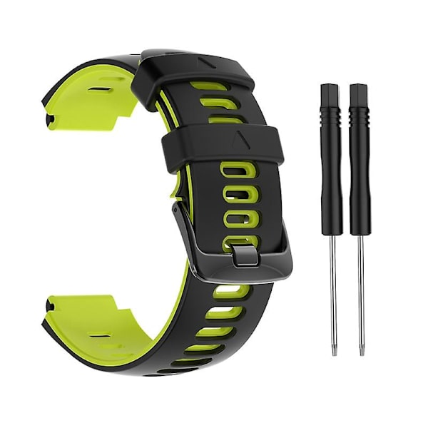 Armband Stålspänne Silikonrem för Garmin-Forerunner 735xt/220 för Smart W Black Yellow green