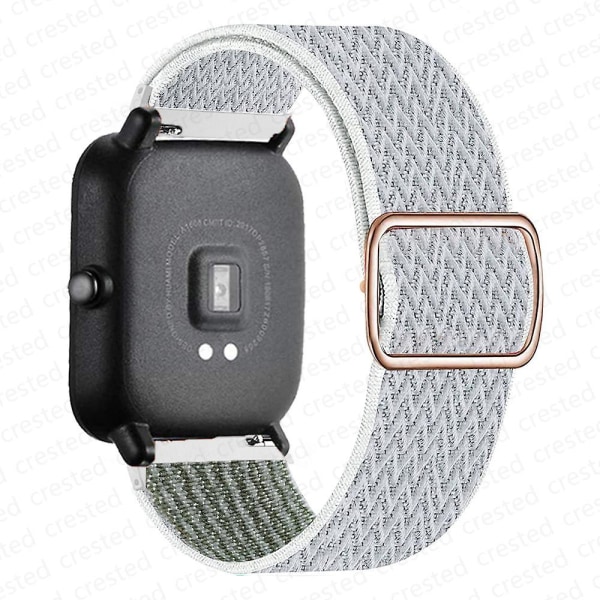 20mm/22mm Rem For Amazfit Gts 4/2e/3/gts2 Mini/gtr 4/3/pro/gtr2/47mm/stratos Nylon Elastisk Urarmbånd Amazfit Bip Rem white1 20mm