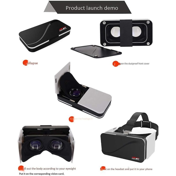 Mini Virtual Reality Glasögon hopfällbara VR-headset för smartphone