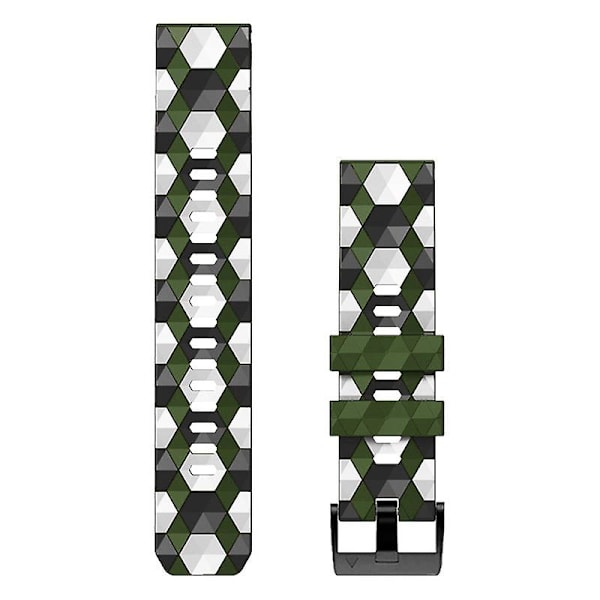 Fotbollsmönstrad silikonklockarmband 22 mm för Garmin Fenix 7/Descent G1/Epix Gen2 TPE-klockarmband Army Green