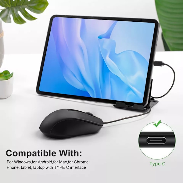 Type C Kablet Optisk Gamingmus (Rosa)