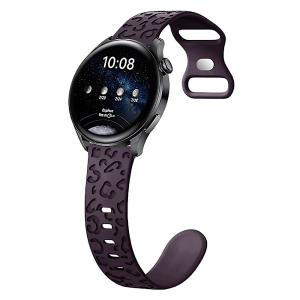 För Samsung Galaxy Watch3 45mm / Huawei Watch 4 Pro 22mm Watch Band Leopard Printed Design Cherry Red