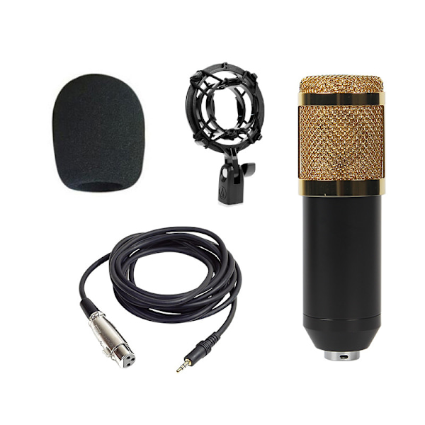 BM800 kondensatormikrofonsett datamaskinopptak anti-pop rund nett standard gull