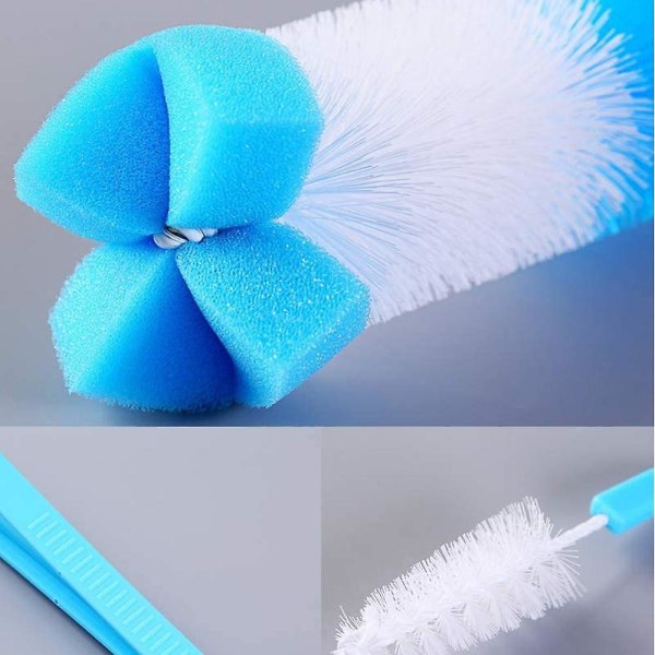 Bottle Brush Cleaner, sæt med 7, Silikone lang svampebørste Blue