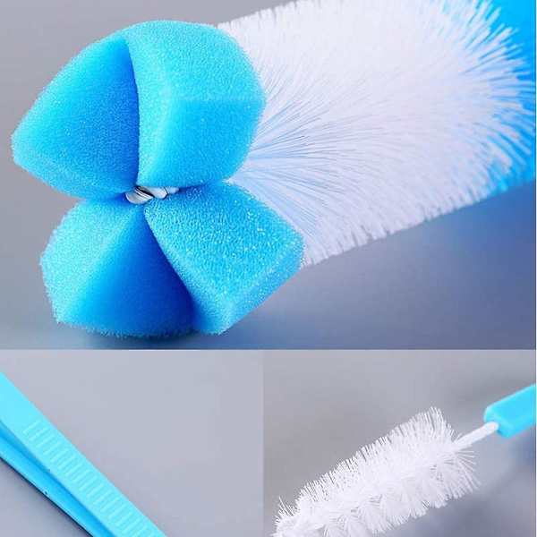 Bottle Brush Cleaner, Set med 7, Silikon lång svampflaskborste Blue