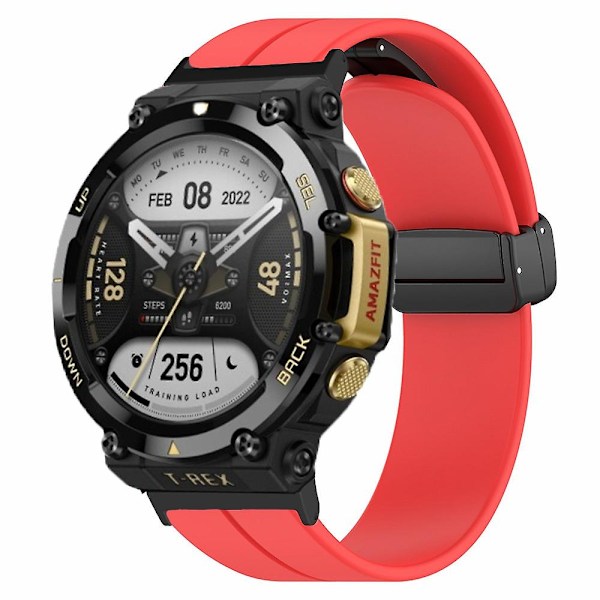 Silikonklockarmband Magnetiskt viklås handledsrem för Huami Amazfit T-rex 2 Red