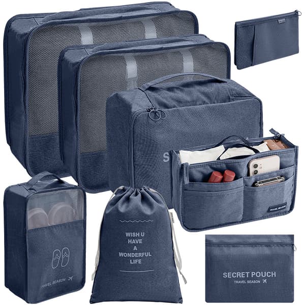 Resväska Organizer Set, 8-pack (Marinblå)