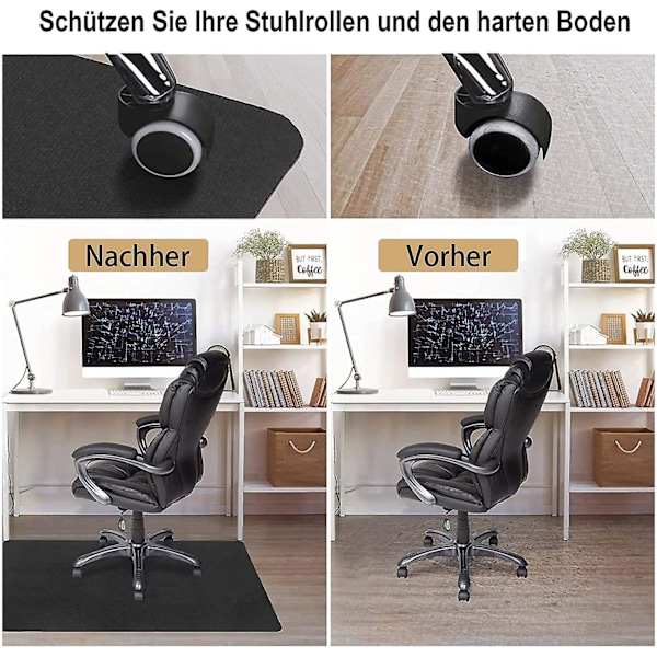 gulvbeskyttermatte for harde gulv, kontorstol, gulvmatte, stolmatte, gulvbeskyttermatte for laminat, parkett, fliser, svart (90 X 12)