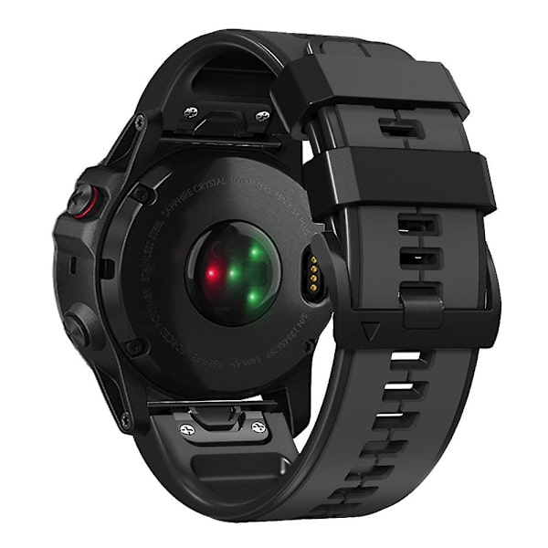 Garmin Tactix 7 Pro/Fenix 7X/Fenix 6X Pro -silikoniranneke, kaksivärinen älykellohihna 26 mm Charcoal Grey Black