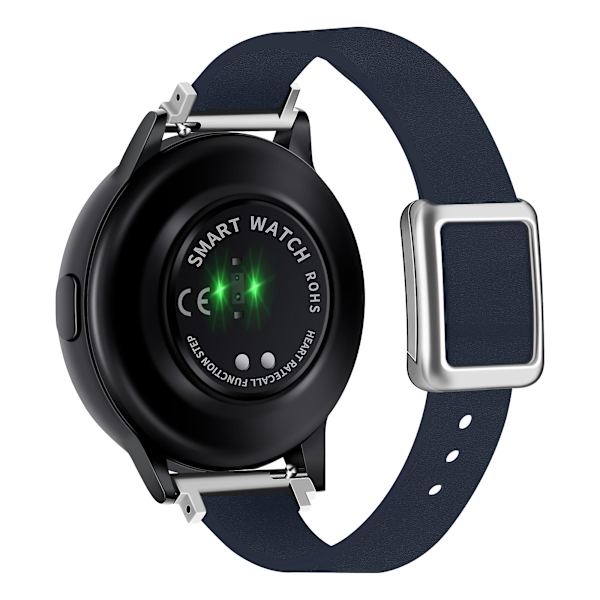 20mm Läderklockarmband för Samsung Galaxy Watch6 Classic 47mm 43mm, med magnetiskt viklås Midnight Blue Silver Buckle