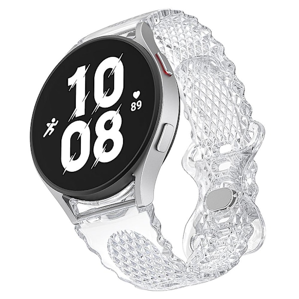 Tpu-klokkearmbånd for Samsung Galaxy Watch4 40mm 44mm / Watch 5 40mm 44mm, gjennomsiktig rem med halvmåne-blomsterkant Transparent