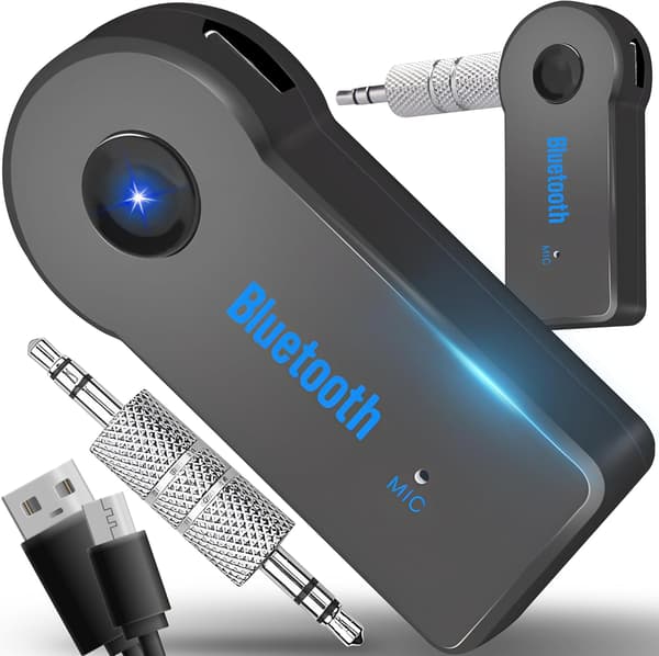 Bluetooth Aux Bilmottaker 3.0 med håndfrie samtaler, mottaker for å lytte til musikk