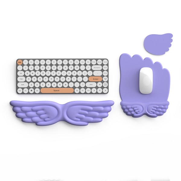 Musematte og tastatur håndleddsstøtte sett, datatilbehør for å lindre smerter i håndleddet (Lilla)