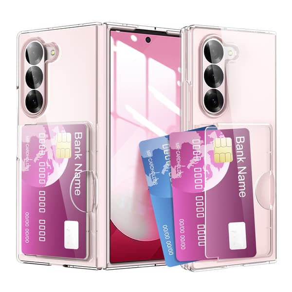 Etui til Samsung Z Fold 7, hardt PC-bakdeksel med kortholder og støtte (hvit)