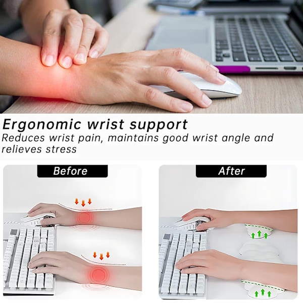 Litet Molnformad Handledsstöd, Handlovsstöd Ergonomiskt (Vit)