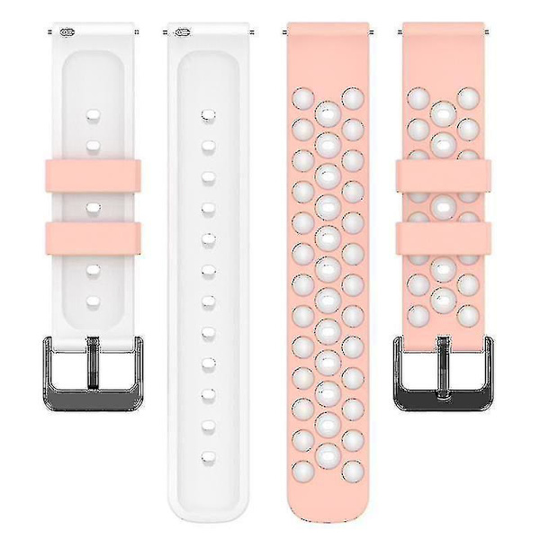 Samsungille, Huaweille, Huamille, Garminille, Polar-kellolle 22 mm:n ranneke useilla pyöreillä rei'illä Pink White A Garmin Forerunner 255