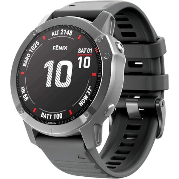 Kompatibel med Fenix 6X/7X Band 26mm Easy-fit Mjukt Silikon Armbandsersättning för Fenix 5X/Fenix 5X Plus/Fenix 3 Smartklockor (Svart) Black