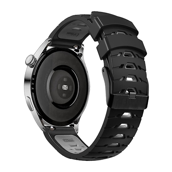 KLB-SSTXGJ-001 Samsung Galaxy Watch3 45mm / Huawei Watch Ultimate -trapetsimuotoinen 22 mm silikoniranneke Black Grey