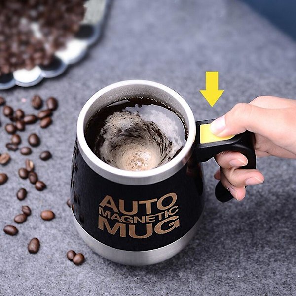 Usb Genopladelig Automatisk Blender Smart Termokande Selvomrørende Magnetisk Kop Rustfrit Stål Kaffe Mælke Blender Cup black