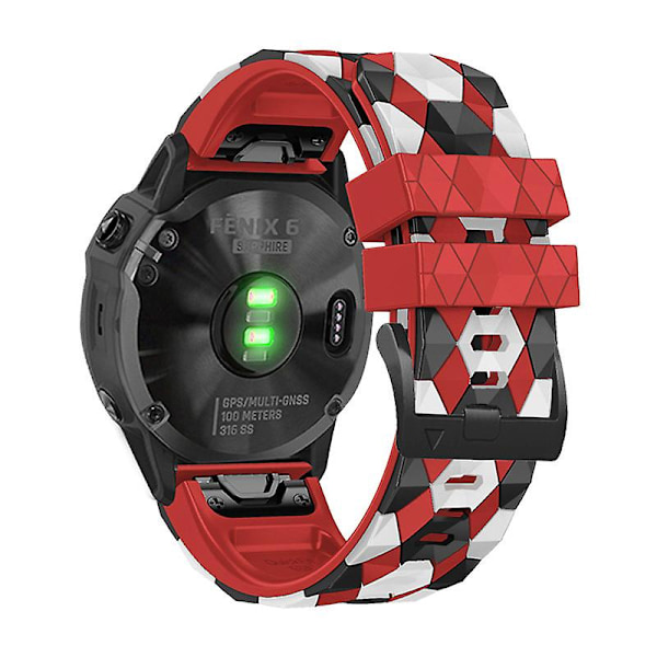 For Garmin Fenix 7/Descent G1/Epix Gen2 Silikone Urrem Fodboldmønster 22mm TPE Urrem Red