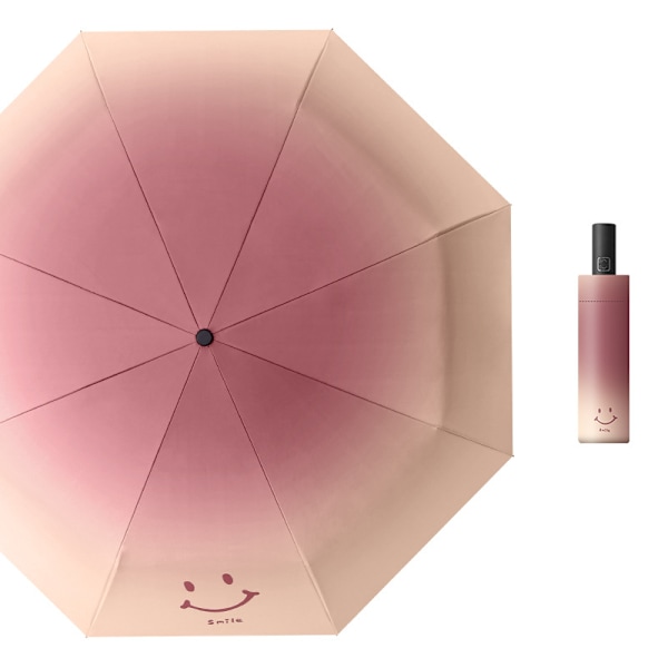 Mini sammenklappelig paraply, kompakt paraply, automatisk kattesolparaply, kreativ bærbar studenterparaply Automatisk gradient rosa